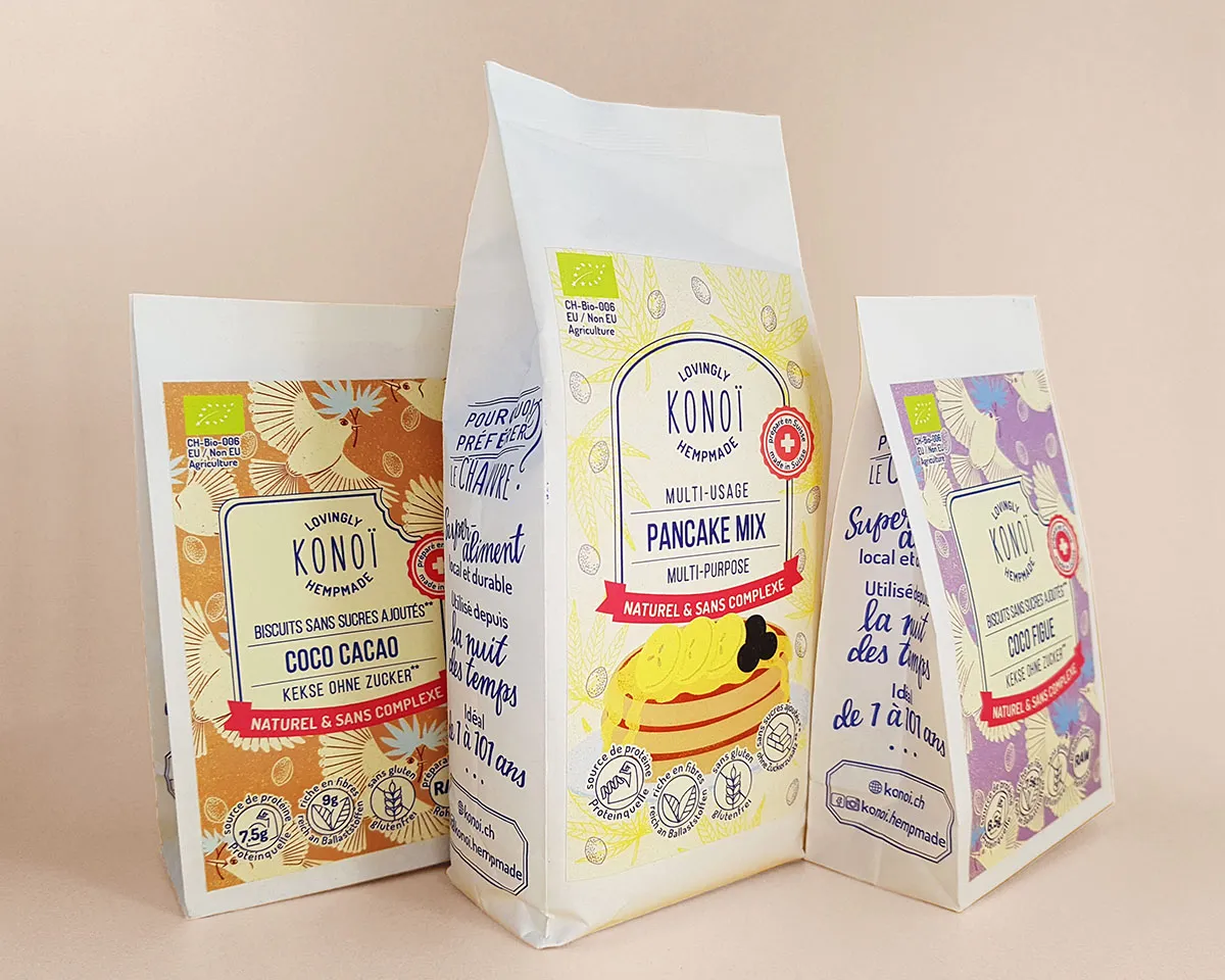 A collection of paper packagings to inspire a positive, delightful food experience with natural ingredients, a healthy lifestyle, and sustainable food production.