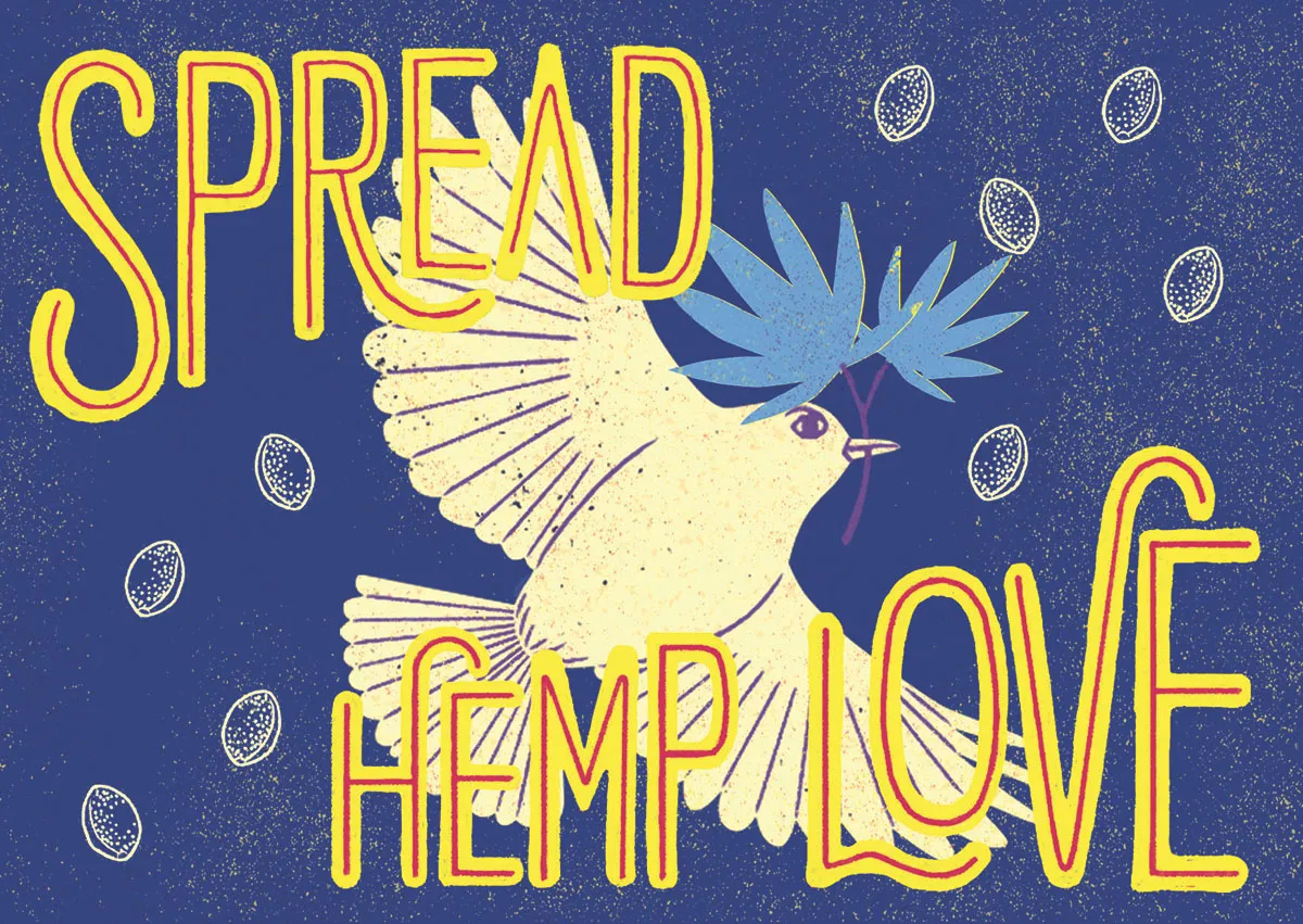 Promotional greeting cards with nature-inspired illustrations for organic certified hemp food brand KONOÏ